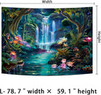 Generleo Forest Waterfall Tapestry Mushroom Flower Tapestries Colorful Floral Plants Tapestry Fantasy Landscape Backdrop Tapestries Wall Hanging for Bedroom Decor