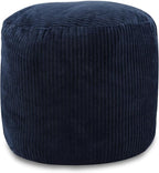 Sexysamba Round Corduroy Pouf Cover Only, 20"x 16" Unstuffed Decorative Ottoman Foot Stool Rest, Washable Storage Bean Bag Chair Floor Pouf Covers for Living Room Bedroom, Navy Blue