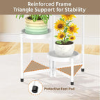 LASZOLA 4 Tiered Plant Stand Indoor Outdoor with Plastic Tray, Corner Folding Tall Flower Display Rack, Modern Plant Holder Shelf for Outdoor Patio Porch Garden Office Living Room, White