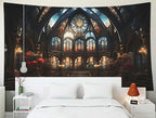 EMMTEEY Gothic Cathedral Tapestry Wall Hanging 80X60 Inch - Vintage Interior Room Wall Decor Medieval Fantasy Backdrop for Bedroom Dorm