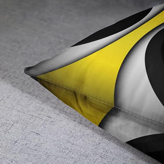 Emvency Set of 4 Yellow Throw Pillow Covers Modern Abstract Black Grey Stripes Gray White Acrylic Bold Decorative Pillow Cases Home Decor Square 20x20 Inches Pillowcases