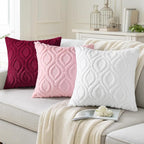 decorUhome Cozy Textured Euro Sham Throw Pillow Covers 26x26 Inch Set of 2, Soft Plush Faux Wool Light Pink Accent Couch Pillow Covers for Modern Farmhouse Sofa Bed Living Room