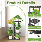 iDavosic.ly Plant Stand Indoor Outdoor, 3-Tier Tall Metal Flower Shelf for Heavy-Duty Large Planters, Corner Orchid Display Rack for Living Room Balcony Patio Porch, Space Saving, Modern Black