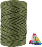 FLIPPED 100% Natural Cotton Macrame Cord,5mm x110 Yards Macrame Cords Colored Cotton Macrame Rope Craft Cord for DIY Crafts Knitting Plant Hangers Christmas Wedding Décor（Olive Green）