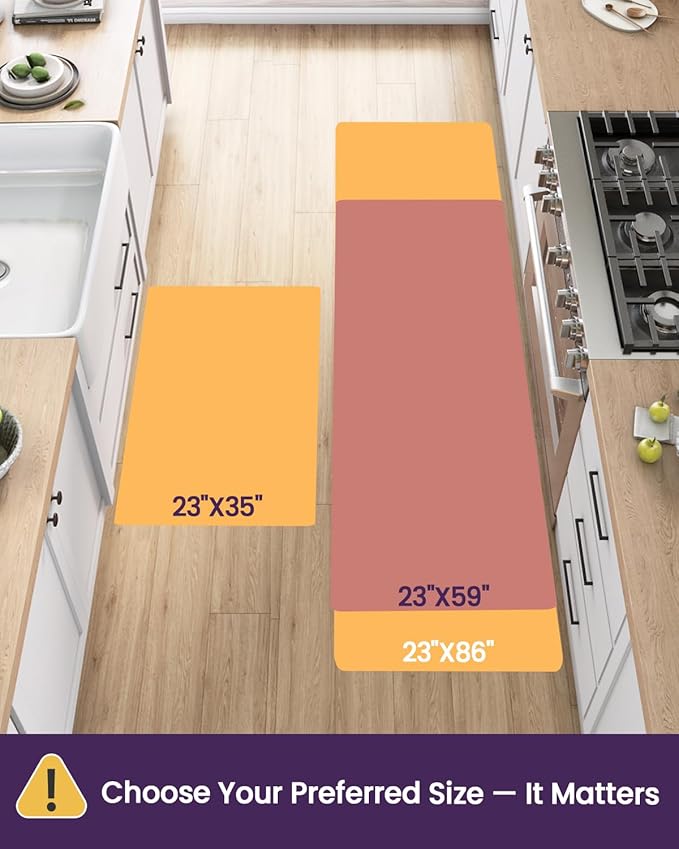 DEXI Kitchen Mats for Floor Cushioned, 23x35 Wide Runner Rug Non Slip, Waterproof Soft Comfort Standing Padded Anti Fatigue Decorative, Brown/White