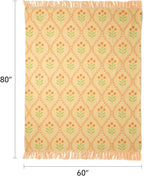 100% Cotton Boho Throw Blanket for Home Decor – Classic Farmhouse Quilt Bedding, Muslin Blankets for Adults, Vintage Woven Decorative Blanket for Couch, Bed Layering Use, Vintage Floral, 60"x80"