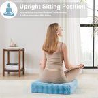 22 inches Floor Pillow for Adults - Large Meditation Cushion with Thick Foam & Soft Tufted Cover - Premium Outdoor Square Floor Cushion Seat - Yoga Pillows for Sitting On Floor - Sky Blue