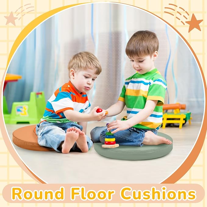Juexica 8 Pcs Extra Thick Flexible Seating Floor Cushions Assorted Colored Floor Pillow Classroom Seat Cushions Soft Classroom Seating for Kids Learning Daycare School Chair(Boho Color)