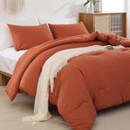 ROSGONIA Oversized King Comforter 128x120, 3pcs Super King Plus (1 Burnt Orange Comforter & 2 Pillowcases Lightweight Bedding Set Quilt