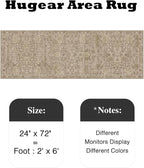 HUGEAR 2x6 Runner Rug Hallway Light Brown Machine Washable Vintage Floral Low Pile Carpet Vacuumable Distressed Long Throw Rug Bedroom Office Bathroom Kitchen Laundry Non Slip Soft Lightweight