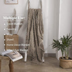 Simple&Opulence 100% Cotton Throw Blanket for Bed, Couch, Boho Textured Geometric Knit Woven Blanket with Tassels Soft, Lightweight Breathable Shabby Chic Farmhouse Decoration for All-Season(Brown)