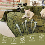 ROOMLIFE Green Sofa Cover, Vintage Boho Couch Cover for 3 Cushion Sofa, Non Slip Soft Chenille Sofa Slipcovers for Dog, Washable Furniture Sofa Protector Cover with Tassel for Living Room, 71''X118”