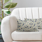 Green Teal Navy Blue Floral Pillow Covers 12x20 Set of 2 Vintage Rustic Old Style Cute Small Flower Print Rectangle Decorative Outdoor Pillowcases Throw Cushion Case Decor for Couch Sofa Bed