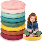8 Pcs 16 Inch Floor Cushions for Kid, Flexible Seating for Classroom Elementary, 3.15 in Thick Round Floor Pillow, Back to School Furniture for Daycare Preschool Meditation(Neutral Color)