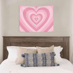 Ochori Pink Heart Preppy Tapestry 29x37 In Aesthetic Wall Hanging Decorative Tapestries Cute Preppy Banner For Teen Girl Bedroom College Dorm Home Living Room Party Decor