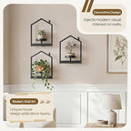 HOOBRO Wall Plant Holder, Wall Planters for Indoor Plants Set of 3, Plant Hanger Indoor Window Plant Shelves Frames Decor for Living Room Window, Black BK08HJP301