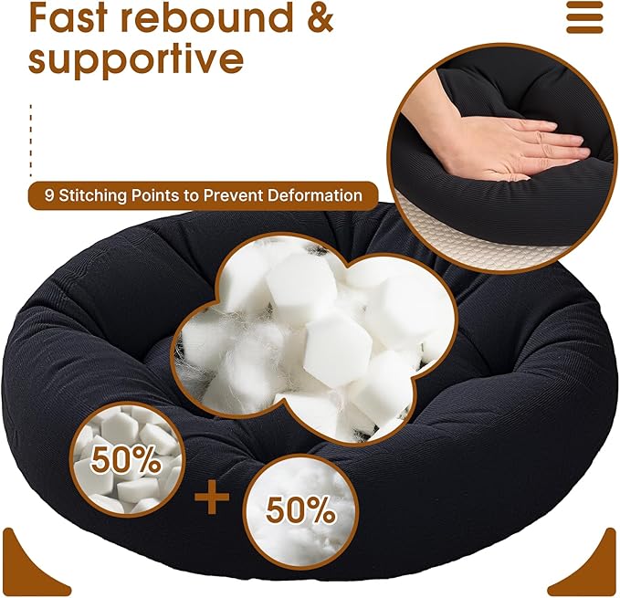 4Pcs Floor Pillows for Adults, 22x22x6 Inch Meditation Cushions, Large Round Sitting Cushion Living Room Memory Foam Pillow for Sitting (4, Black, 22x22x6 Inch)
