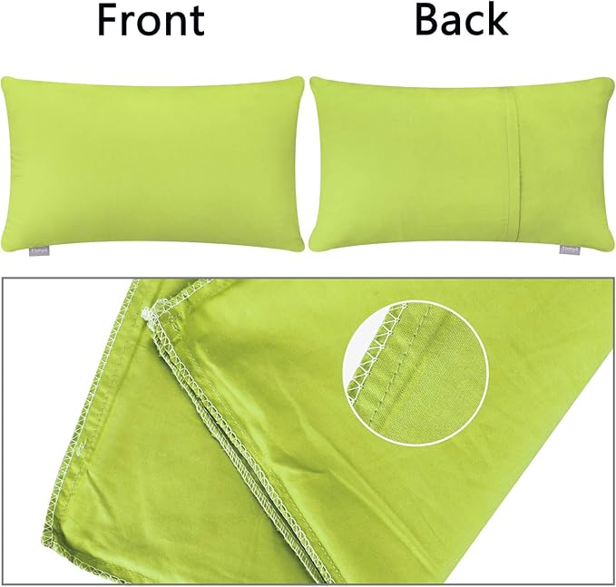 Thmyo 4-Pack 100% Cotton Lumbar Comfortable Solid Decorative Throw Pillow Case, Rectangle Cushion Cover Pillowcase Sublimation Blank Pillow Covers DIY Throw Pillowcase(12x20inch/30x50cm,Light Green)