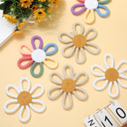 Ripeng 6 Pcs Boho Nursery Decor Flower Daisy Wall Art 6 Inch Woven Macrame Wall Hanging Bohemian Flower Decor Daisy Nursery for Baby Girls Kids Home Bedroom(Stylish Color)