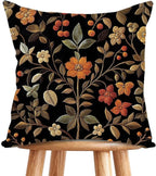 William Morris Abstract Vintage Print Floral Velvet Design Throw Pillow Covers Home Decor, Retro Art Decor Pillowcase Cushion Cover for Bed Sofa Living Room, Square 18x18inch (Black-Floral)
