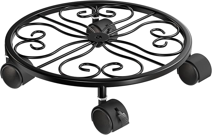10.24" Plant Stand with Wheels - 1 Pack Plant Caddy, 360 °Rotatable and Lockable Plant Rollers, Easy to Move, Plant Dolly for Plant Wine Barrels Heavy Objects.