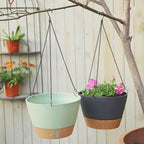 ZMTECH 2 Pack 8 Inch Hanging Planters for Indoor Plants, Modern Gray Hanging Planter with Visible Water Level Window & Removable Tray, Decorative Plant Hanger Indoor for Home Decor
