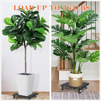 2 Pack Plant Stand with Wheels, 14" Rolling Plant Stand 264 LBS Heavy Duty Wooden Square Plant Caddy with Metal 360° Lockable Caster Wheels for Outdoor Indoor Large Plant Pots, Flower Pot, Patio-Black
