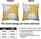 Yellow White Grey Gray Pillow Covers 16X16 Inch Set of 2, Modern Geometry Dahlia Floral Print Decorative Throw Pillow Covers Outdoor Farmhouse Cushion Case for Home Couch Sofa Bed Decoration