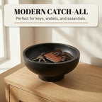 OAKOA Concrete Black Decorative Bowl for Home Decor - Black Fruit Bowl - Modern Pedestal Coffee Table Bowl for Entryway Table