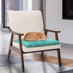Softlife Blue Faux Fur Sheepskin Chair Cover Seat Cushion Pad Super Soft Area Rugs for Living Bedroom Sofa Dorm (1.6ft x 1.6ft, Light Blue)