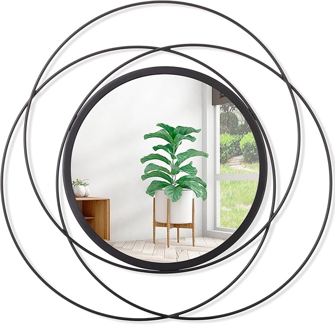 Black Circle Mirror Mounted Round Decorative Mirrors Circle for Bathroom Vanity, Living Room or Bedroom Entryway 24" x 24"