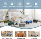 Poofzy Small Foot Stool Ottoman, Linen Ottoman Foot Rest with Legs, Rectangle Foot Rest for Couch, Footstools and Ottomans Small for Living Room and Entryway (Light Gray)