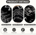 VClife Boho Couch Cover Chenille Sofa Cover for Sectional Sofa, Non Slip Couch Covers for 3 Seater Sofa Pet Friendly Sofa Protector with Tassel, Tribal Pattern Couch Slipcover, Black, 71"X134"