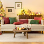 MIULEE Pack of 2 Christmas Decorative Burlap Linen Throw Pillow Covers Modern Farmhouse Pillowcase Rustic Woven Textured Cushion Cover for Sofa Couch Bed 24x24 Inch Wine Red
