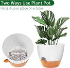 GARDIFE Hanging Planter, 10 inch Hanging planters for Indoor. Outdoor Plants, Self Watering Plant Pot, 2 Pack Large self Watering Hanging Planter, White