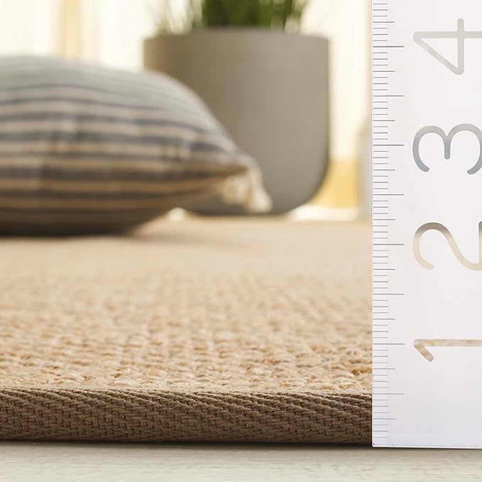 SAFAVIEH Natural Fiber Collection Runner Rug - 2'6" x 14', Maize & Linen Color, Sisal, Woven Design with Border (NF141B)