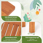 Tangkula Wooden Plant Stand, Outdoor Indoor Solid Wood Flower Pot Holder Display Shelf with Teak Oil Finish, Slatted Top, Rustic Plant Rack for Patio Garden Entryway Porch