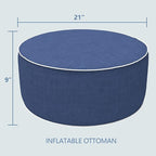 LVTXIII Outdoor/Indoor Inflatable Ottoman, All Weather Water-Repellent Round Footrest Stool with Handle, D21”x H9” Portable Pouf for Patio Garden Camping or Home-Navy Textured