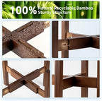Adjustable Bamboo Plant Stand for Indoor Plants, Holder Rack Fits 8"-12" Pots for Living Room, Bedroom, Corner - Space Saving Shelf (Pot & Plant Not Included) (brown)