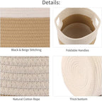 Cotton Rope Plant Basket Modern Woven Basket Pot Indoor Planter Up to 8 Inch Pot Storage Organizer Basket Rustic Home Décor (8.5''x8.5'', Grey&White)
