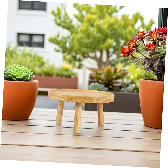 Yardwe Wooden Plant Stand Boho Decor Indoor Plant Holder Multi-use Flowerpot Tray