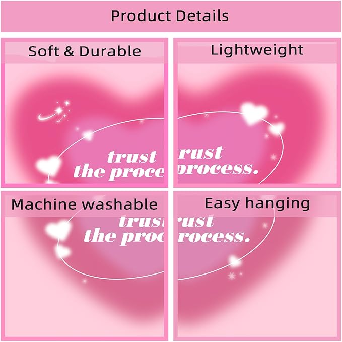 Boqin Pink Aura Tapestry - Cute Aesthetic Tapestries for Girl Bedroom, Pink Heart Tapestry Wall Hanging for Home College Dorm Living Room, Girls Room Art Tapestries - 60 x 50 Inch