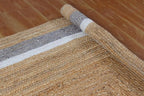 Heavy Material Hand Braided Jute 4x7 Natural Jute Beige Multi Geometric Design Hand Woven Rug Flatweave Area Carpet Indoor Outdoor Rugs for Kitchen Garden Yoga Mat
