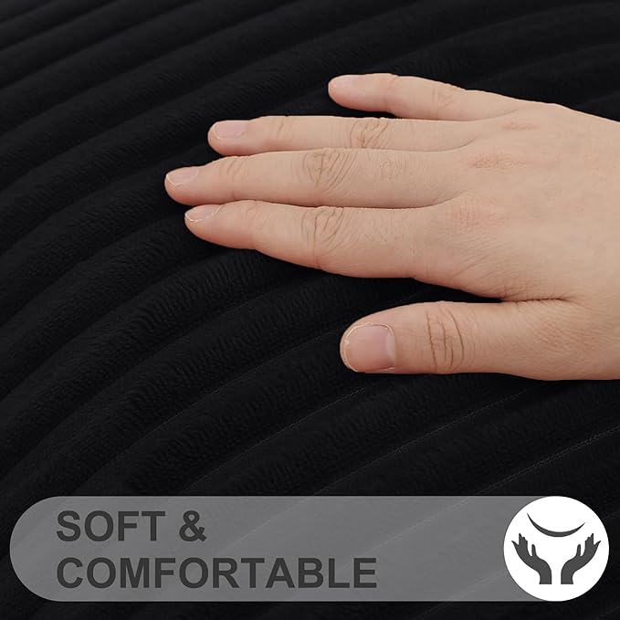 Simmore Decorative Spring Throw Pillow Covers 12x20 Set of 2, Soft Natural Plush Flannel Double-Sided Fluffy Lumbar Pillow Covers for Couch Sofa Living Room, Black