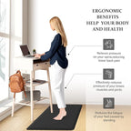 HappyTrends 2 PCS Kitchen Mat Cushioned Anti-Fatigue Floor Mat, Heavy Duty Ergonomic Comfort Foam Standing Mat, Waterproof Non-Slip Kitchen Rugs for Home, Office(17.3"x28"+17.3"x47",Black)