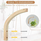 Juexica 4 Pcs Plant Hanger Wooden, 8 Inch Hanging Plant Hooks for Indoors and Outdoor, Wall Mounted Hanging Hook Brackets for Planters Lanterns Wind Chimes and Bird Feeders Patio Decor(Wood Color)