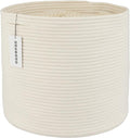 Cotton Rope Basket For Girls Boys Kids 16”X14” Baby Laundry Baskets Nursery Bin Round Woven Basket Organizer For Storage Toys Blankets Shoes Clothes white