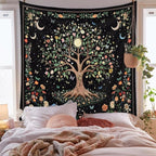 Jhdstore 90" x 71" XL Tree of Life Tapestry Wall Hangings Botanical Floral Wall Tapestry for Bedroom Aesthetic Bohemian Tapestries for Living Room Decor Nature Flower Tapestries Fabric Wall Hanging