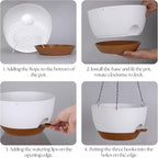 Hanging Plant Pots 12 inch Set of 2, Self Watering Hanging Planters with Drainage Holes, Indoor Outdoor Plastic Flower Pots with Hanging Chains for Balcony, Porch, Garden, Home Décor, White