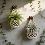 Macrame Plant Hanger Set of 2, Boho Wall Hanging Planter for Up to 4 Inch Pots - Handwoven Cotton Rope Wall Decor with S-Hooks for Indoor Plants in Living Room, Bedroom & Office